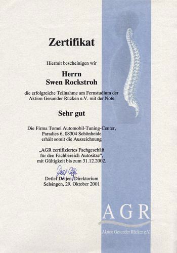 AGR Zertifikat