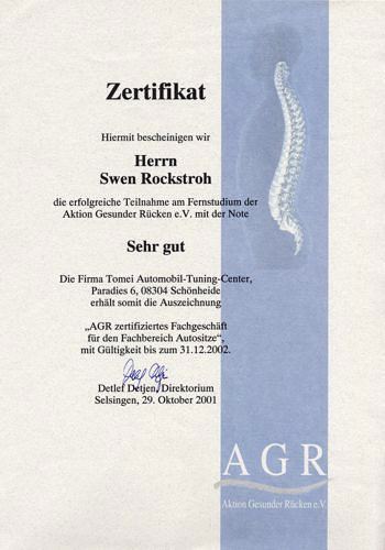 AGR Zertifikat